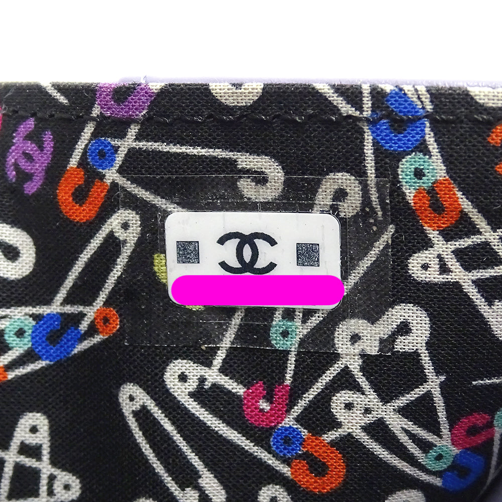 CHANEL シャネル 三つ折り財布 マトラッセ パープル ゴールド金具 キャビアスキン レディース 【中古】