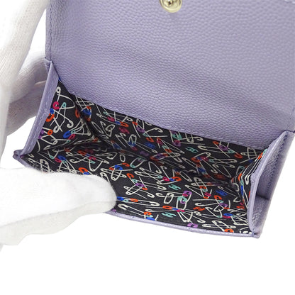 CHANEL シャネル 三つ折り財布 マトラッセ パープル ゴールド金具 キャビアスキン レディース 【中古】