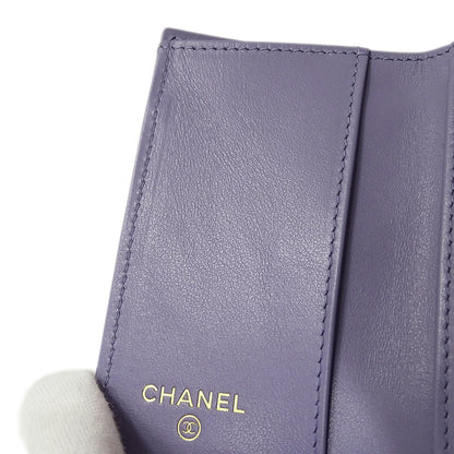 CHANEL シャネル 三つ折り財布 マトラッセ パープル ゴールド金具 キャビアスキン レディース 【中古】