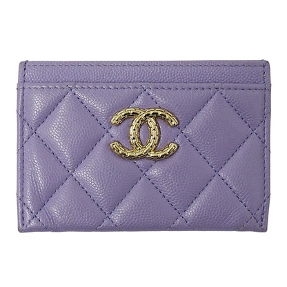CHANEL シャネル カードケース マトラッセ パープル ゴールド金具 キャビアスキン レディース 【中古】