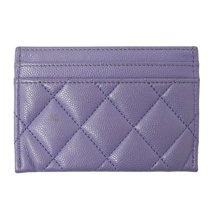 CHANEL シャネル カードケース マトラッセ パープル ゴールド金具 キャビアスキン レディース 【中古】