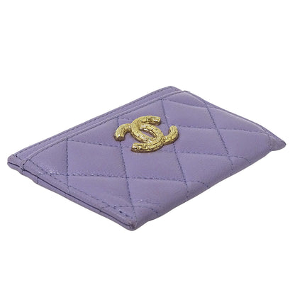 CHANEL シャネル カードケース マトラッセ パープル ゴールド金具 キャビアスキン レディース 【中古】
