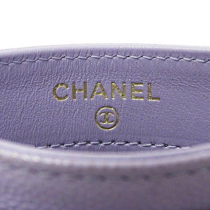 CHANEL シャネル カードケース マトラッセ パープル ゴールド金具 キャビアスキン レディース 【中古】
