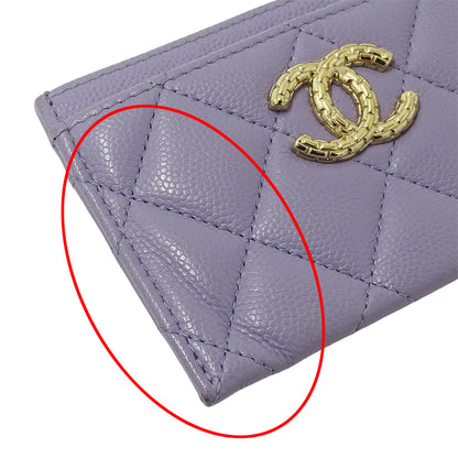 CHANEL シャネル カードケース マトラッセ パープル ゴールド金具 キャビアスキン レディース 【中古】