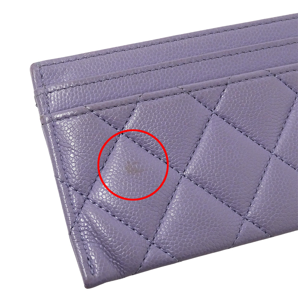CHANEL シャネル カードケース マトラッセ パープル ゴールド金具 キャビアスキン レディース 【中古】