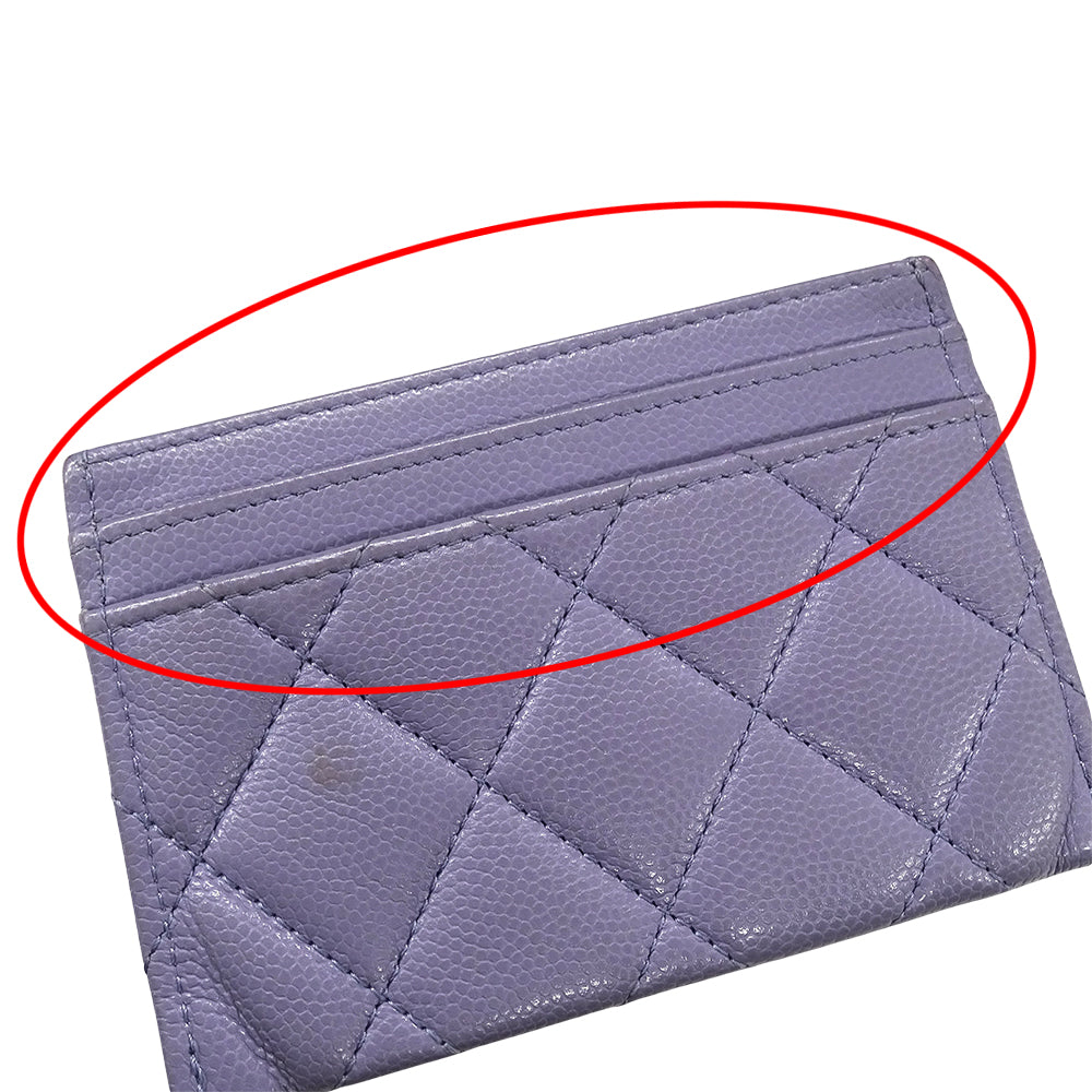 CHANEL シャネル カードケース マトラッセ パープル ゴールド金具 キャビアスキン レディース 【中古】