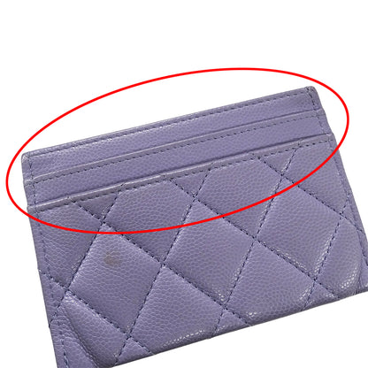CHANEL シャネル カードケース マトラッセ パープル ゴールド金具 キャビアスキン レディース 【中古】