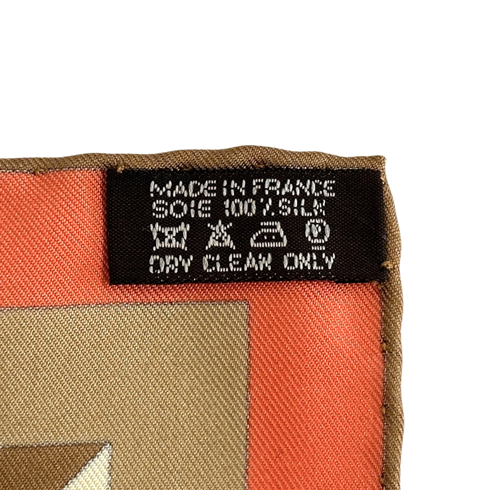 HERMES エルメス カレ90 Les Jeux D'Hermes エルメスのゲーム スカーフ オレンジ マルチカラー シルク レディース 【中古】