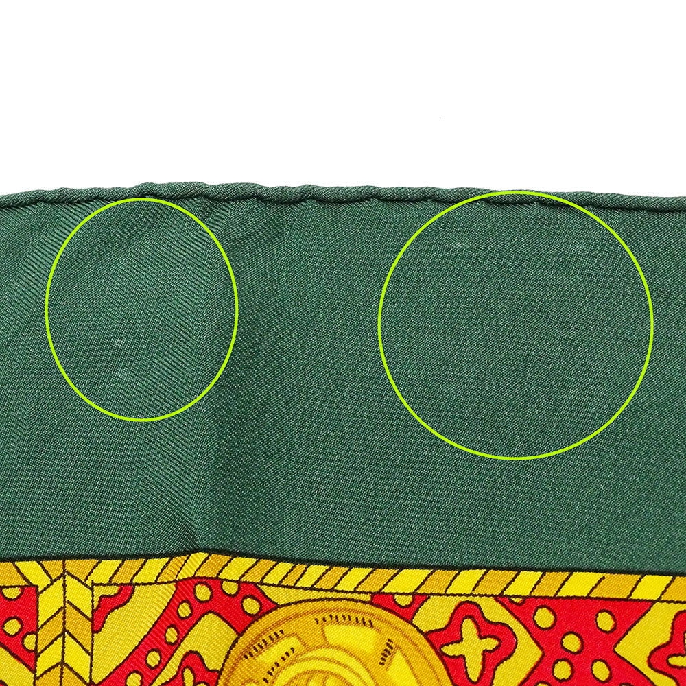 HERMES エルメス カレ90 LE TAROT タロットカード スカーフ グリーン マルチカラー シルク レディース 【中古】