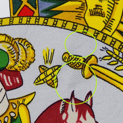 HERMES エルメス カレ90 LE TAROT タロットカード スカーフ グリーン マルチカラー シルク レディース 【中古】