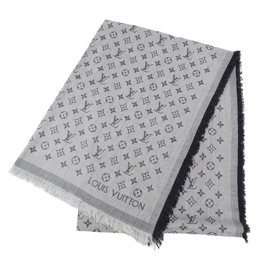 LOUIS VUITTON ルイ・ヴィトン ストール･モノグラム エッセンシャル マフラー・ストール モノグラム グレー M71619 コットン レディース メンズ 【中古】