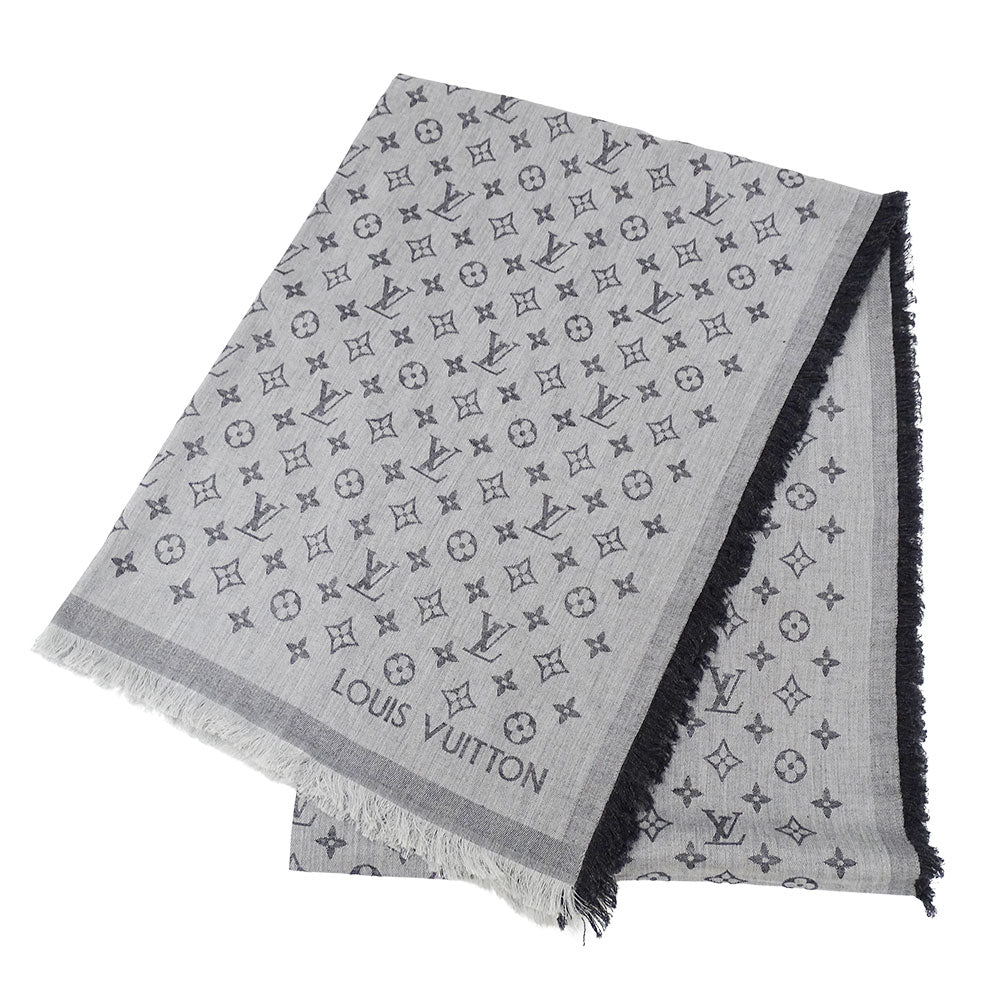 LOUIS VUITTON ルイ・ヴィトン ストール･モノグラム エッセンシャル マフラー・ストール モノグラム グレー M71619 コットン レディース メンズ 【中古】
