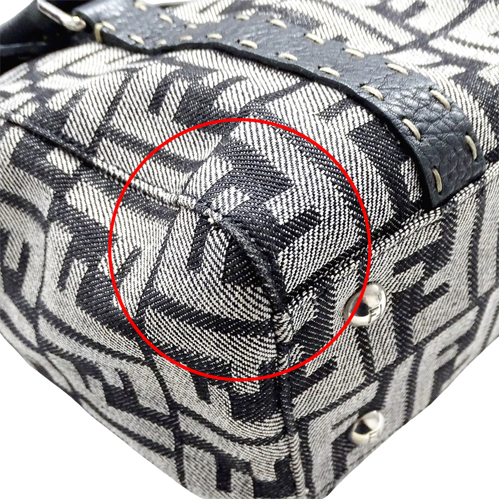 FENDI フェンディ トートバッグ ズッカ セレリア ミニリンダ グレー ネイビー 8BR547 キャンバス レディース 【中古】
