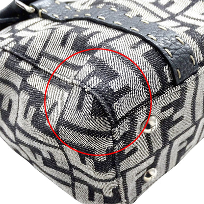 FENDI フェンディ トートバッグ ズッカ セレリア ミニリンダ グレー ネイビー 8BR547 キャンバス レディース 【中古】