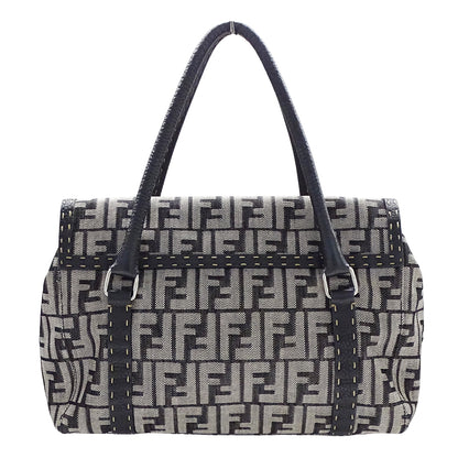 FENDI フェンディ トートバッグ ズッカ セレリア ミニリンダ グレー ネイビー 8BR547 キャンバス レディース 【中古】