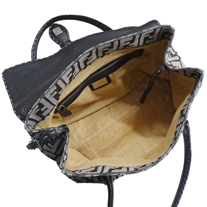 FENDI フェンディ トートバッグ ズッカ セレリア ミニリンダ グレー ネイビー 8BR547 キャンバス レディース 【中古】