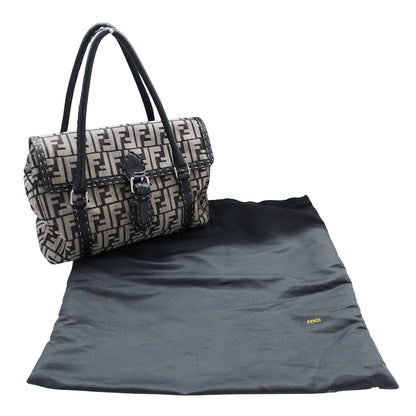 FENDI フェンディ トートバッグ ズッカ セレリア ミニリンダ グレー ネイビー 8BR547 キャンバス レディース 【中古】