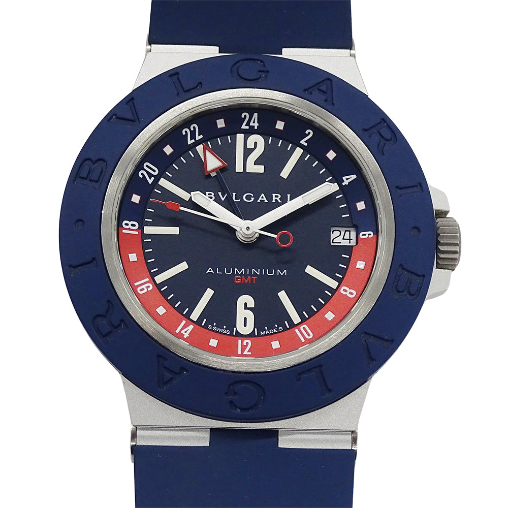 BVLGARI ブルガリ アルミニウム GMT BB40ATGMT メンズ 腕時計 デイト 自動巻き AT アルミニウム ラバー 点検済み 【中古】