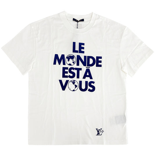 LOUIS VUITTON ルイ・ヴィトン 半袖Ｔシャツ ホワイト ブルー 1AHCWA コットン メンズ 【中古】