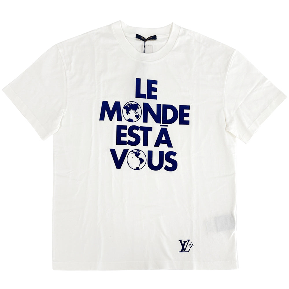 LOUIS VUITTON ルイ・ヴィトン 半袖Ｔシャツ ホワイト ブルー 1AHCWA コットン メンズ 【中古】