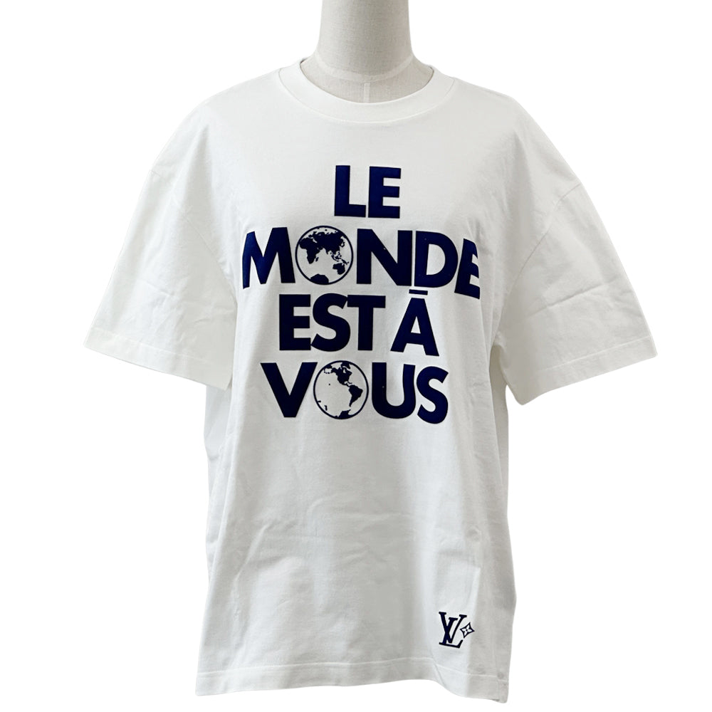LOUIS VUITTON ルイ・ヴィトン 半袖Ｔシャツ ホワイト ブルー 1AHCWA コットン メンズ 【中古】