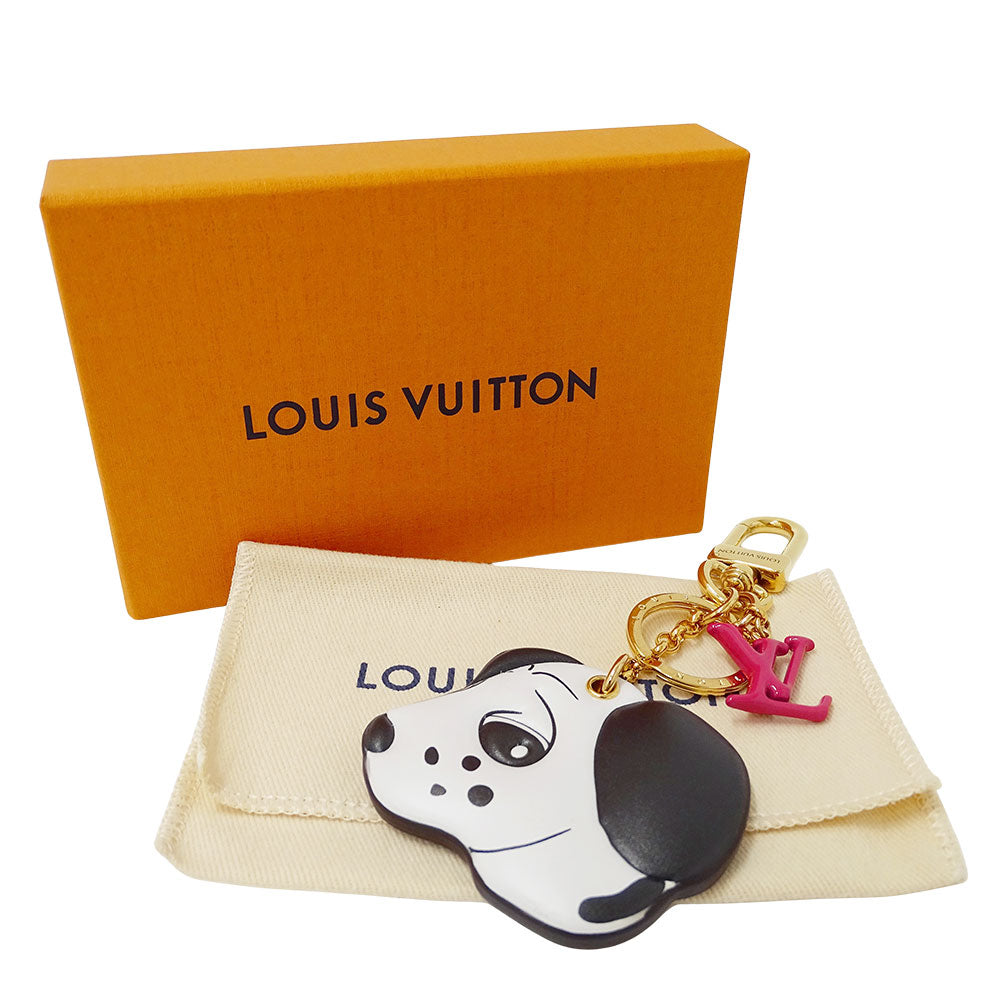 LOUIS VUITTON ルイ・ヴィトン キーホルダー・アニモグラム ドッグ キーホルダー モノグラム レザー ホワイト レディース メンズ M01967 【中古】