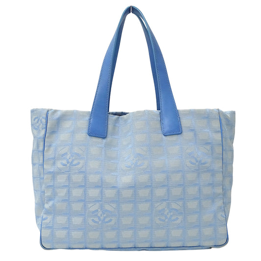 CHANEL シャネル トートバッグ ニュートラベル トートMM ライトブルー ナイロン レディース 【中古】