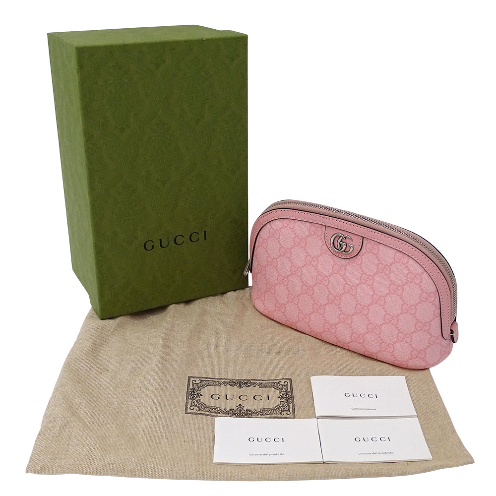 GUCCI グッチ GGスプリーム スモールケース ポーチ ポーチ ピンク 625551 GGスプリームキャンバス レディース 【中古】