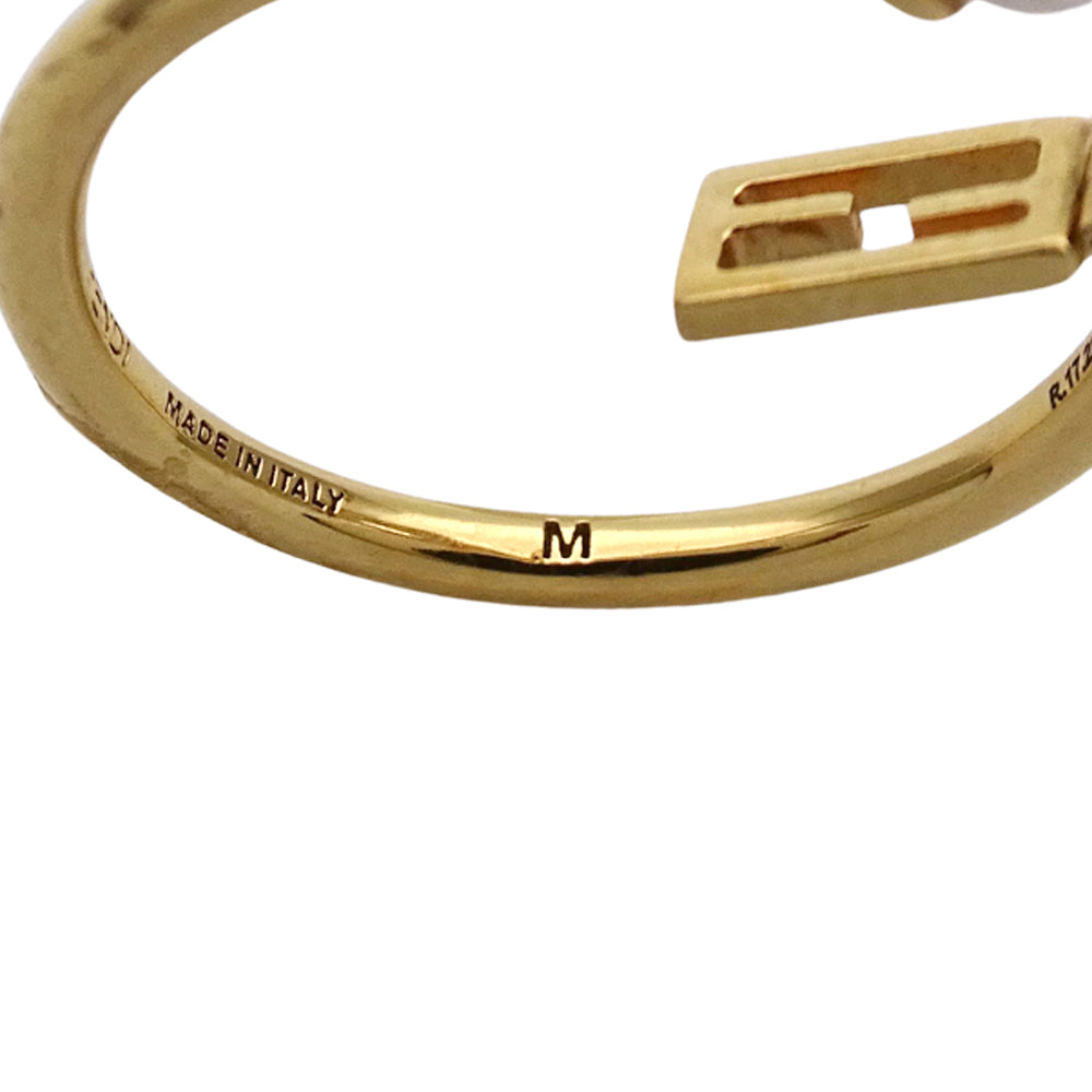 FENDI フェンディ リング 指輪 フェイクパール メタル ゴールド レディース 【中古】