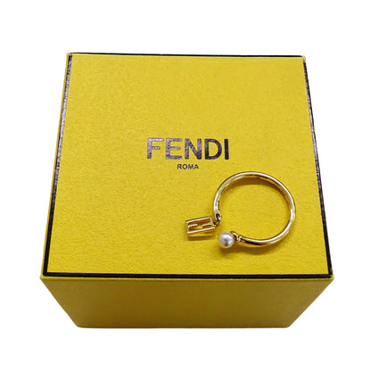 FENDI フェンディ リング 指輪 フェイクパール メタル ゴールド レディース 【中古】
