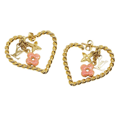 LOUIS VUITTON ルイ・ヴィトン ブークル ドレイユ・スウィート モノグラムインマイハート ピアス GP ゴールド ピンク レディース M65948 【中古】