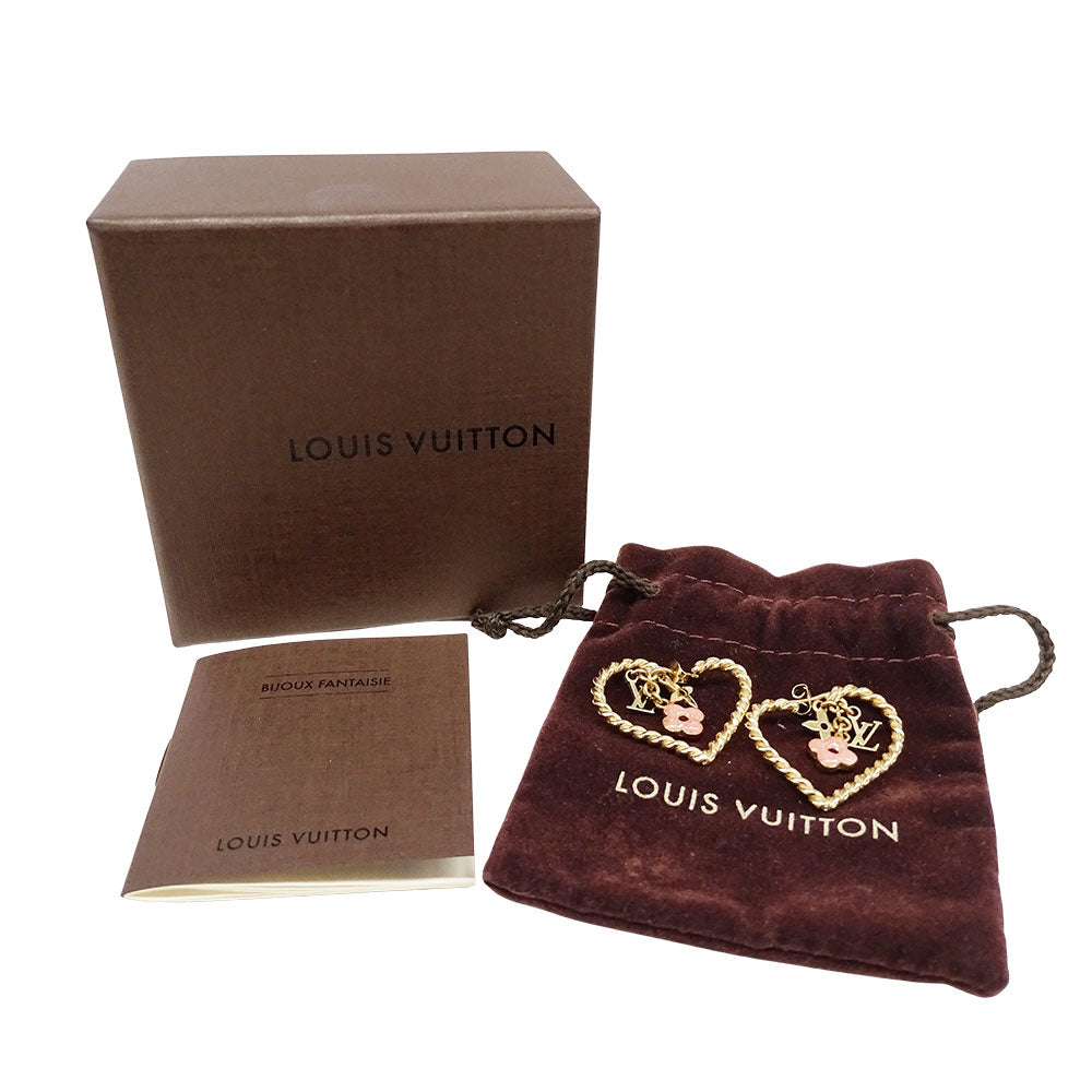 LOUIS VUITTON ルイ・ヴィトン ブークル ドレイユ・スウィート モノグラムインマイハート ピアス GP ゴールド ピンク レディース M65948 【中古】