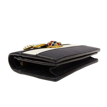 GUCCI グッチ 二つ折り財布 クイーンマーガレット ブラック ホワイト 476072 レザー レディース 【中古】