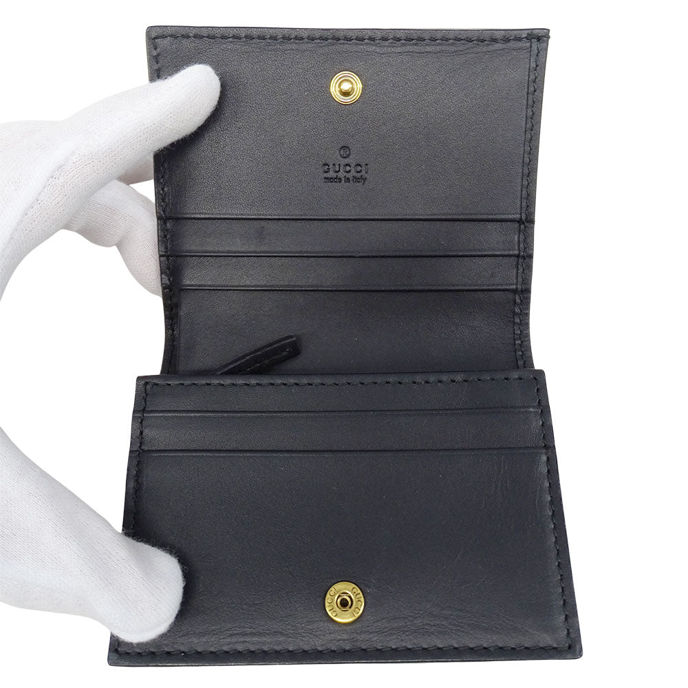 GUCCI グッチ 二つ折り財布 クイーンマーガレット ブラック ホワイト 476072 レザー レディース 【中古】