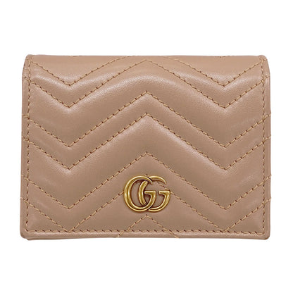 GUCCI グッチ 二つ折り財布 プチマーモント ピンクベージュ 466492 レザー レディース 【中古】
