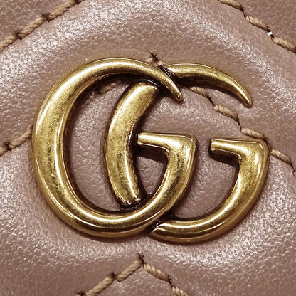 GUCCI グッチ 二つ折り財布 プチマーモント ピンクベージュ 466492 レザー レディース 【中古】