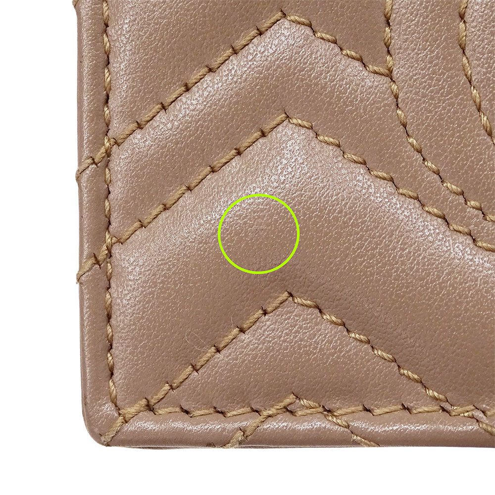 GUCCI グッチ 二つ折り財布 プチマーモント ピンクベージュ 466492 レザー レディース 【中古】
