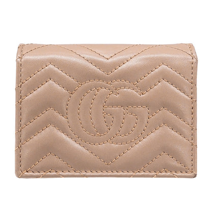 GUCCI グッチ 二つ折り財布 プチマーモント ピンクベージュ 466492 レザー レディース 【中古】