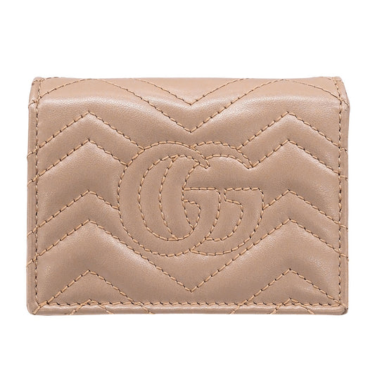 GUCCI グッチ 二つ折り財布 プチマーモント ピンクベージュ 466492 レザー レディース 【中古】