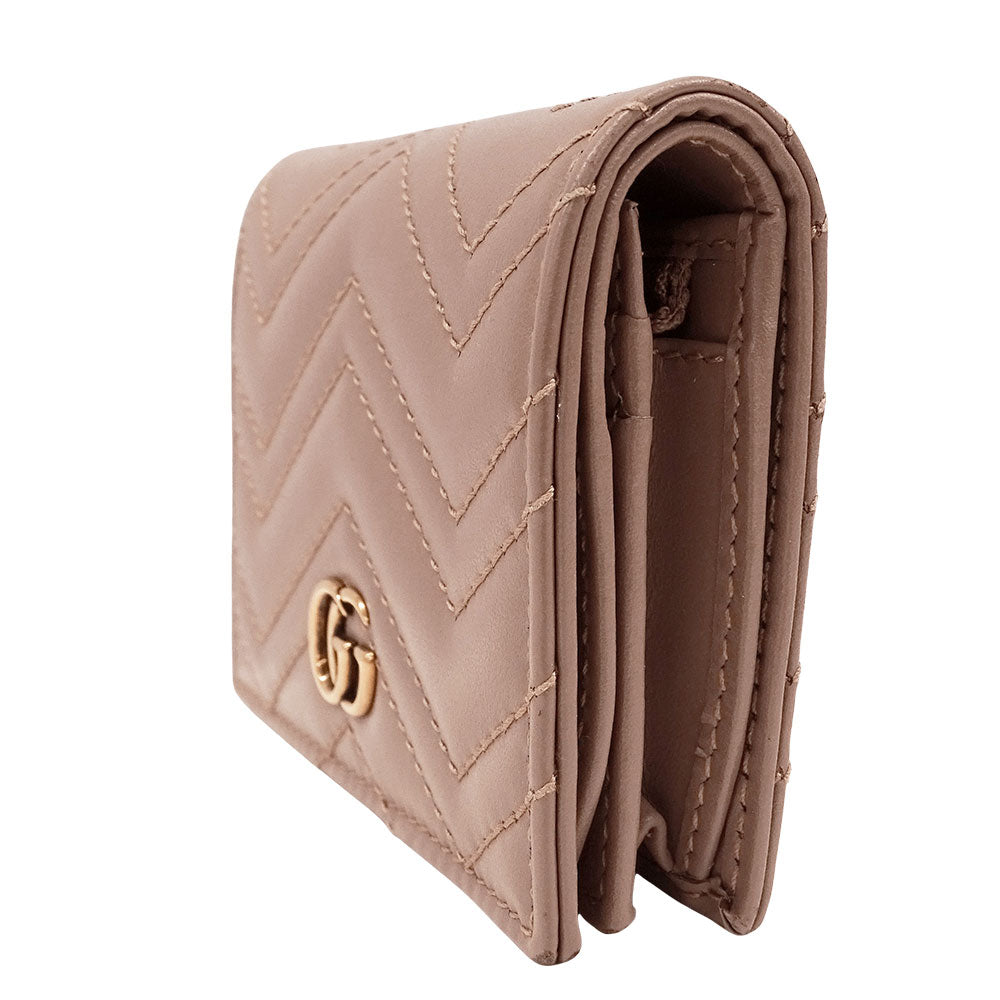 GUCCI グッチ 二つ折り財布 プチマーモント ピンクベージュ 466492 レザー レディース 【中古】