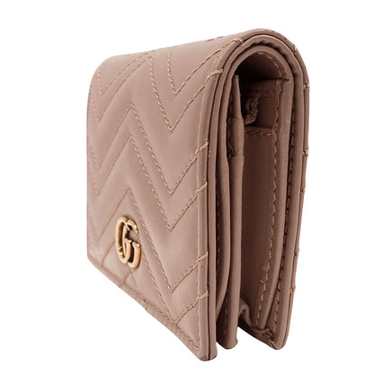 GUCCI グッチ 二つ折り財布 プチマーモント ピンクベージュ 466492 レザー レディース 【中古】
