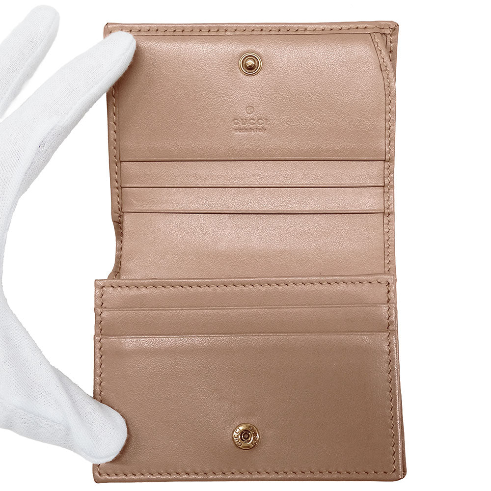 GUCCI グッチ 二つ折り財布 プチマーモント ピンクベージュ 466492 レザー レディース 【中古】