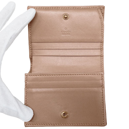 GUCCI グッチ 二つ折り財布 プチマーモント ピンクベージュ 466492 レザー レディース 【中古】