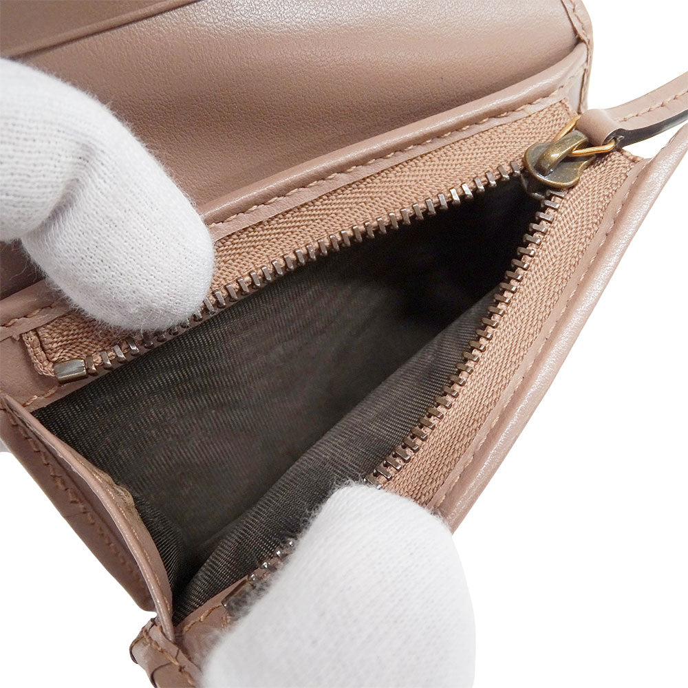 GUCCI グッチ 二つ折り財布 プチマーモント ピンクベージュ 466492 レザー レディース 【中古】