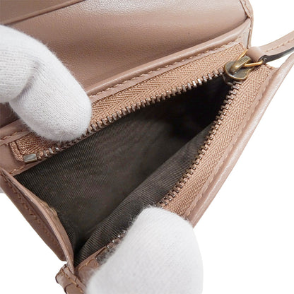 GUCCI グッチ 二つ折り財布 プチマーモント ピンクベージュ 466492 レザー レディース 【中古】