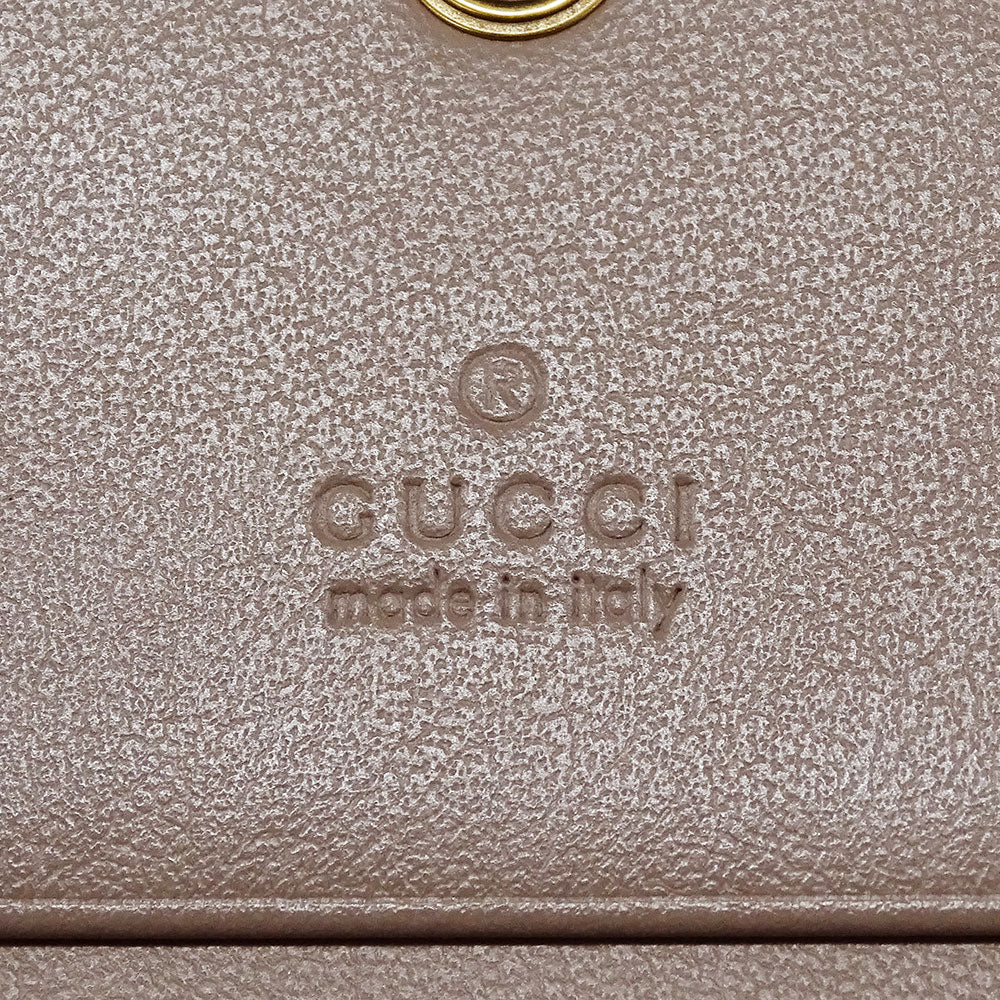 GUCCI グッチ 二つ折り財布 プチマーモント ピンクベージュ 466492 レザー レディース 【中古】