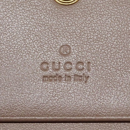 GUCCI グッチ 二つ折り財布 プチマーモント ピンクベージュ 466492 レザー レディース 【中古】