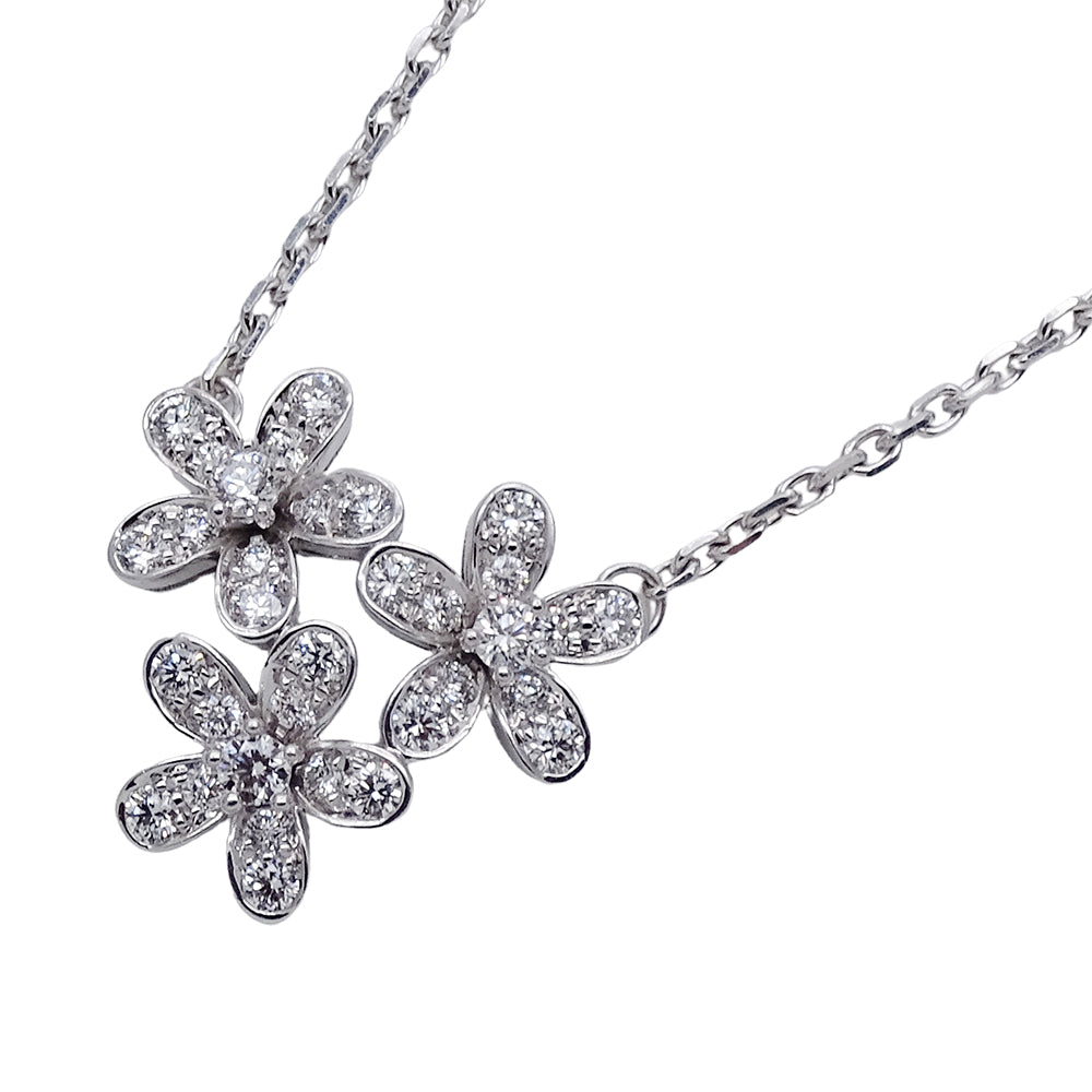 Van Cleef & Arpels ヴァンクリーフ＆アーペル ソクラテス 3フラワー ネックレス 750WG ホワイトゴールド ダイヤモンド レディース 磨き済み 【中古】