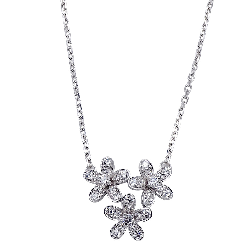 Van Cleef & Arpels ヴァンクリーフ＆アーペル ソクラテス 3フラワー ネックレス 750WG ホワイトゴールド ダイヤモンド レディース 磨き済み 【中古】