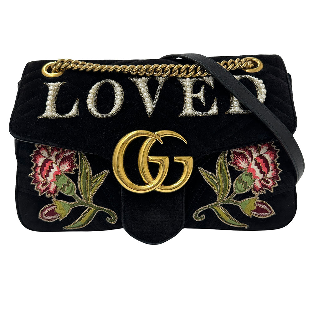 GUCCI グッチ GGマーモント ショルダーバッグ ブラック 443496 レザー レディース 【中古】